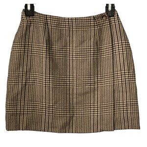I.N.C Petite Wool Plaid Skirt 2P Beige & Purple Lined Classic Vintage Look